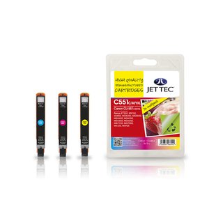 JETTEC Tinte Multipack, 1x C/M/Y, Remanufactured zu Canon...