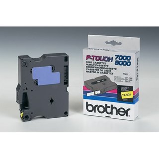 Original BrotherTX-631 DirectLabel schwarz auf gelb