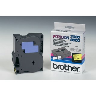 Original BrotherTX-641 DirectLabel schwarz auf gelb