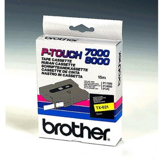 Original BrotherTX-621 DirectLabel schwarz auf gelb