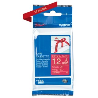 Original BrotherTZE-RW34 DirectLabel gold auf rot Laminat