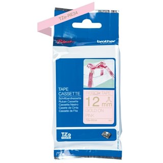 Original BrotherTZE-RE34 DirectLabel gold auf rosa Laminat