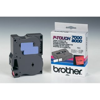Original BrotherTX-451 DirectLabel schwarz auf rot