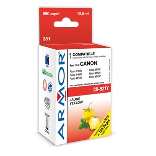 ARMOR Tinte Yellow, kompatibel zu Canon (CLI-521Y) mit...